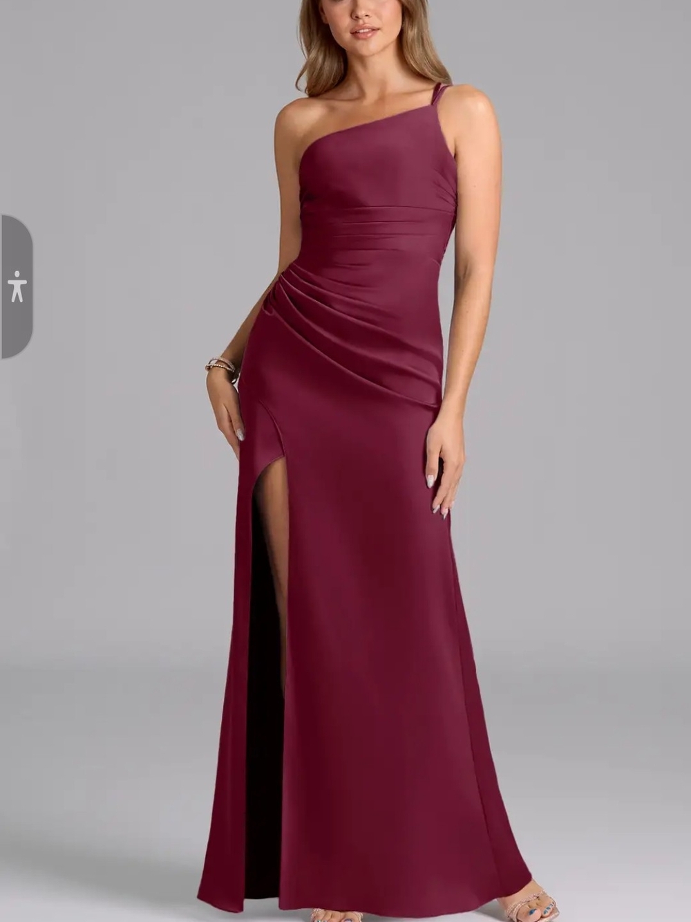 Azazie One-Shoulder Burgundy Formal Gown